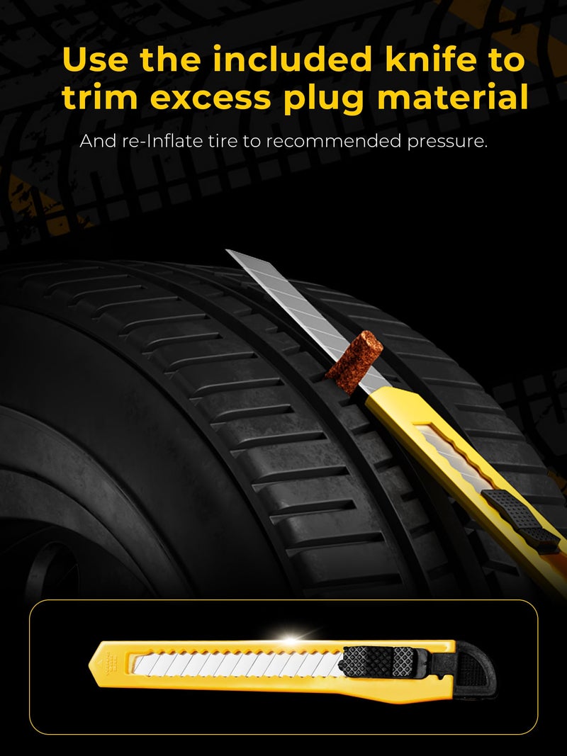 AUTOWN Tire Repair Kit with Plugs Fix Punctures & Plug Flats with Ease - Heavy Duty Flat Tire Puncture Repair Kit for Car  Motorcycle  ATV  UTV  RV  Trailer  Tractor  Jeep  Etc - Image 5